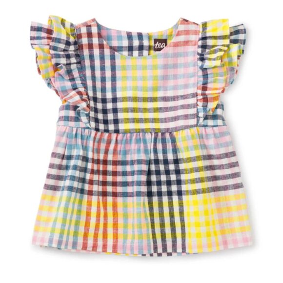 Tea Collection Other - 3T Tea Collection Paloma Plaid Woven Ruffle Top